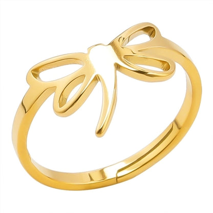 Jewelry Commute Solid Color Bow Knot 304 Stainless Steel 18K Gold Plated Plating Rings