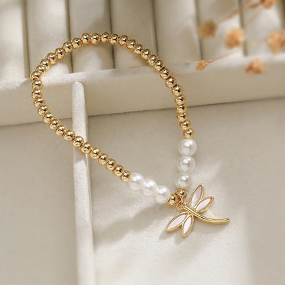 Jewelry Simple Style Commute Dragonfly Butterfly Imitation Pearl Copper Bracelets