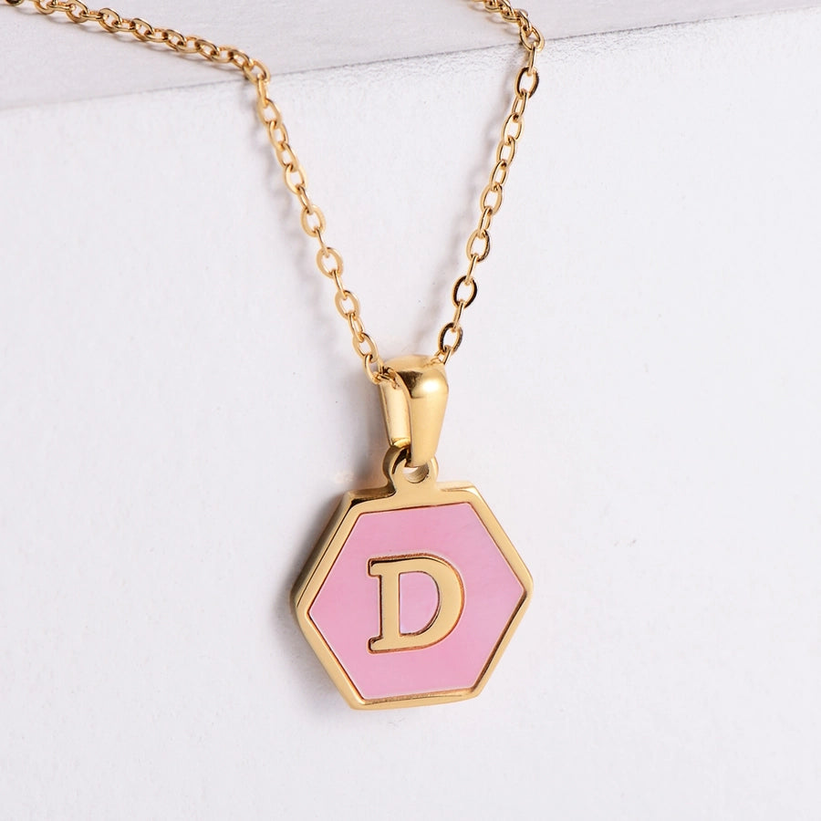 304 Stainless Steel 18K Gold Plated Lady Plating Letter Shell Pendant Necklace