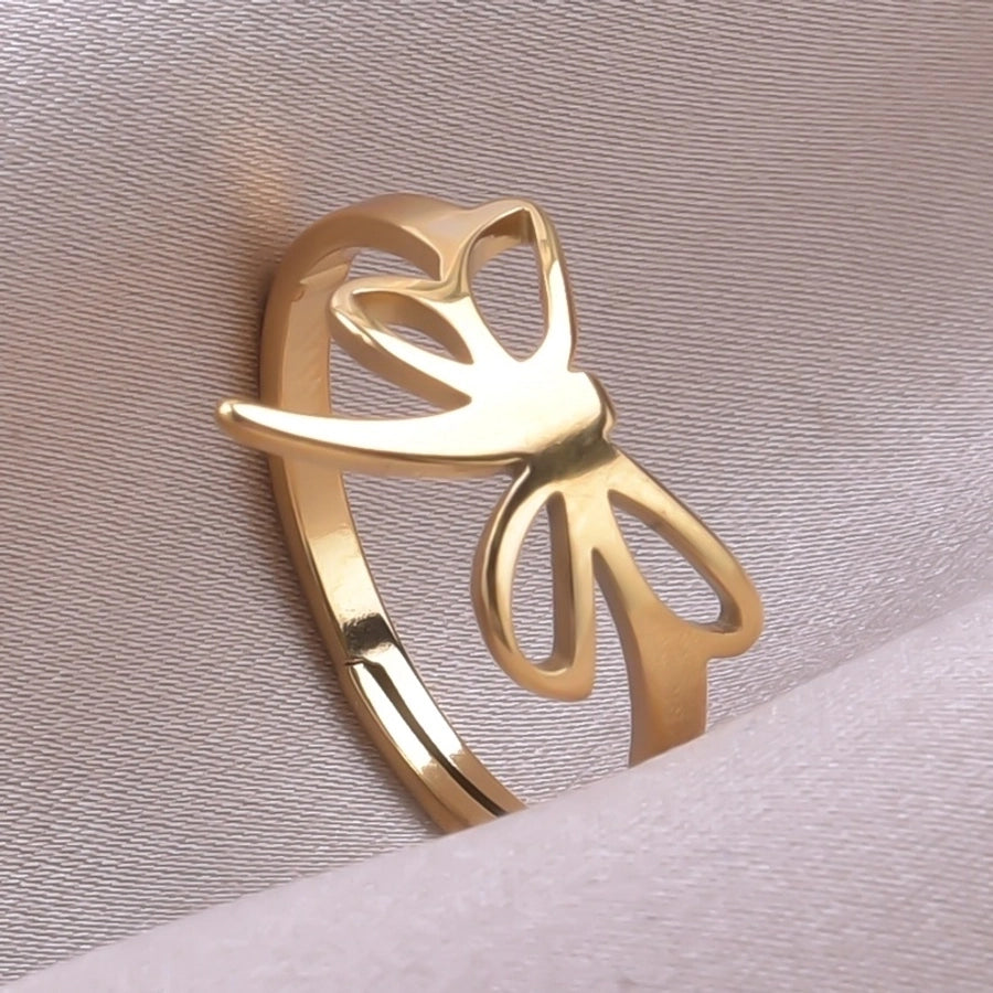 Jewelry Commute Solid Color Bow Knot 304 Stainless Steel 18K Gold Plated Plating Rings