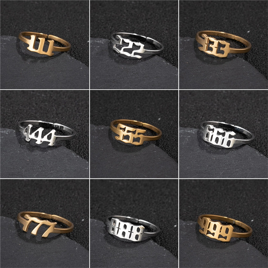 Jewelry Fashion Number 201 Stainless Steel No Inlaid 18K Gold Plated Plating Open Ring