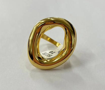 304 Stainless Steel 18K Gold Plated Casual Classic Style Plating Solid Color Rings