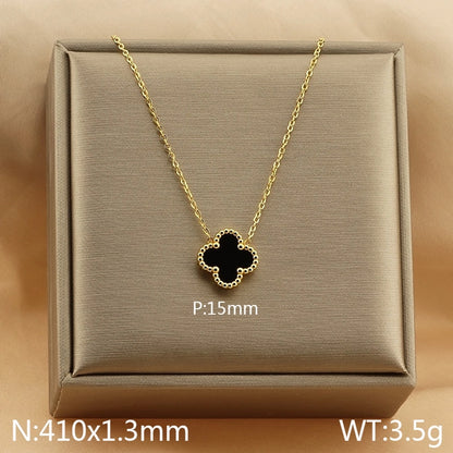 Jewelry Simple Style Four Leaf Clover 304 Stainless Steel Arylic 18K Gold Plated Plating Pendant Necklace