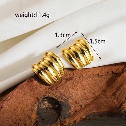 1 pair casual basic streetwear solid color plating stainless steel 18k gold plated ear studs