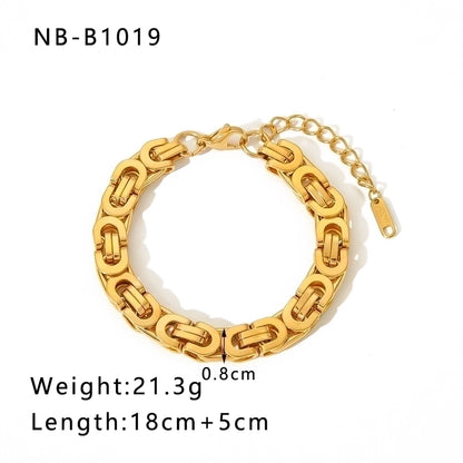 Hip-Hop Punk Classic Style Solid Color Stainless Steel 18K Gold Plated Bracelets In Bulk