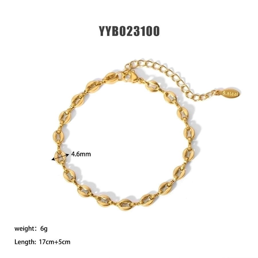 Modern Style Geometric 201 Stainless Steel 18K Gold Plated Bracelets In Bulk