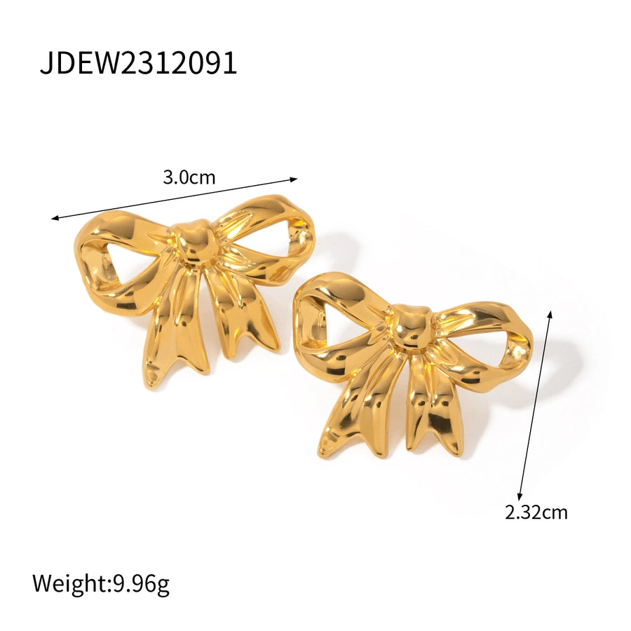 1 Pair Elegant Simple Style Bow Knot Plating 304 Stainless Steel 18K Gold Plated Ear Studs