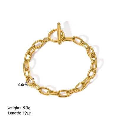 Modern Style Geometric 201 Stainless Steel 18K Gold Plated Bracelets In Bulk