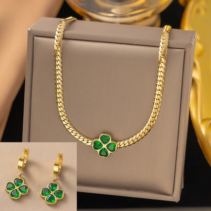 304 Stainless Steel 18K Gold Plated Retro Plating Flower Acrylic Artificial Rhinestones Resin Earrings Necklace