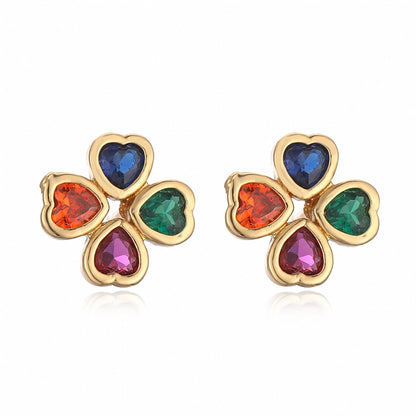 1 pair elegant streetwear heart shape butterfly plating inlay copper zircon gold plated ear studs