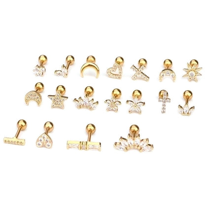 Ear Cartilage Rings & Studs Flower 316L Stainless Steel  Copper