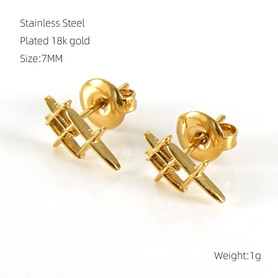 1 Pair Simple Style Geometric Plating Stainless Steel Titanium Steel 18K Gold Plated Ear Studs