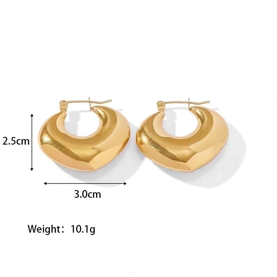 1 Pair Fashion Solid Color Plating 304 Stainless Steel 18K Gold Plated Earrings