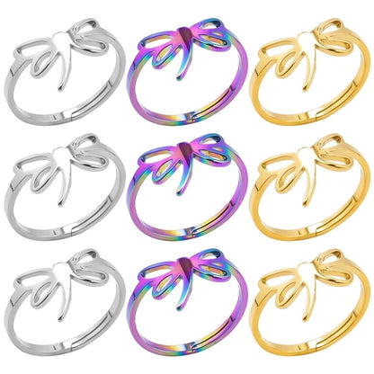 Jewelry Commute Solid Color Bow Knot 304 Stainless Steel 18K Gold Plated Plating Rings