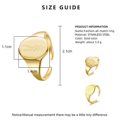 Jewelry Simple Style U Shape 304 Stainless Steel 18K Gold Plated Plating Open Ring