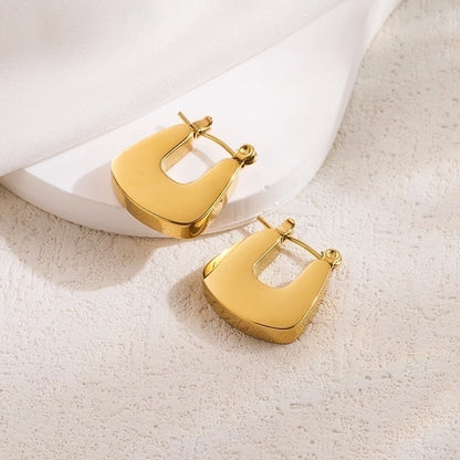 1 pair ig style basic cool style solid color plating stainless steel 18k gold plated earrings ear studs