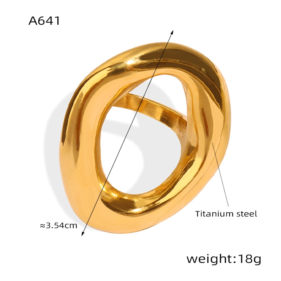 Jewelry Casual Simple Style Commute Solid Color Titanium Steel 18K Gold Plated Plating Hollow Out Rings