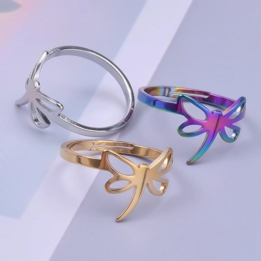 Jewelry Commute Solid Color Bow Knot 304 Stainless Steel 18K Gold Plated Plating Rings