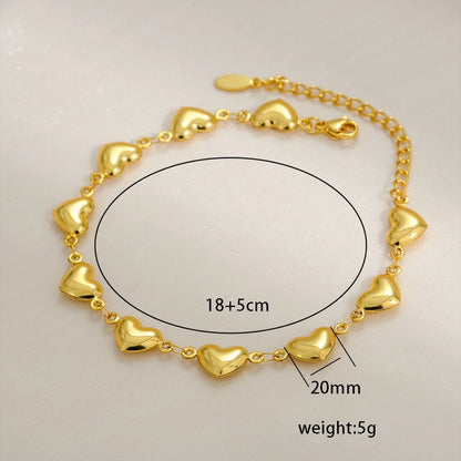 Simple Style Classic Style Heart Shape Shell 304 Stainless Steel cable chain Bracelets In Bulk