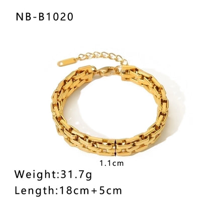 Hip-Hop Punk Classic Style Solid Color Stainless Steel 18K Gold Plated Bracelets In Bulk