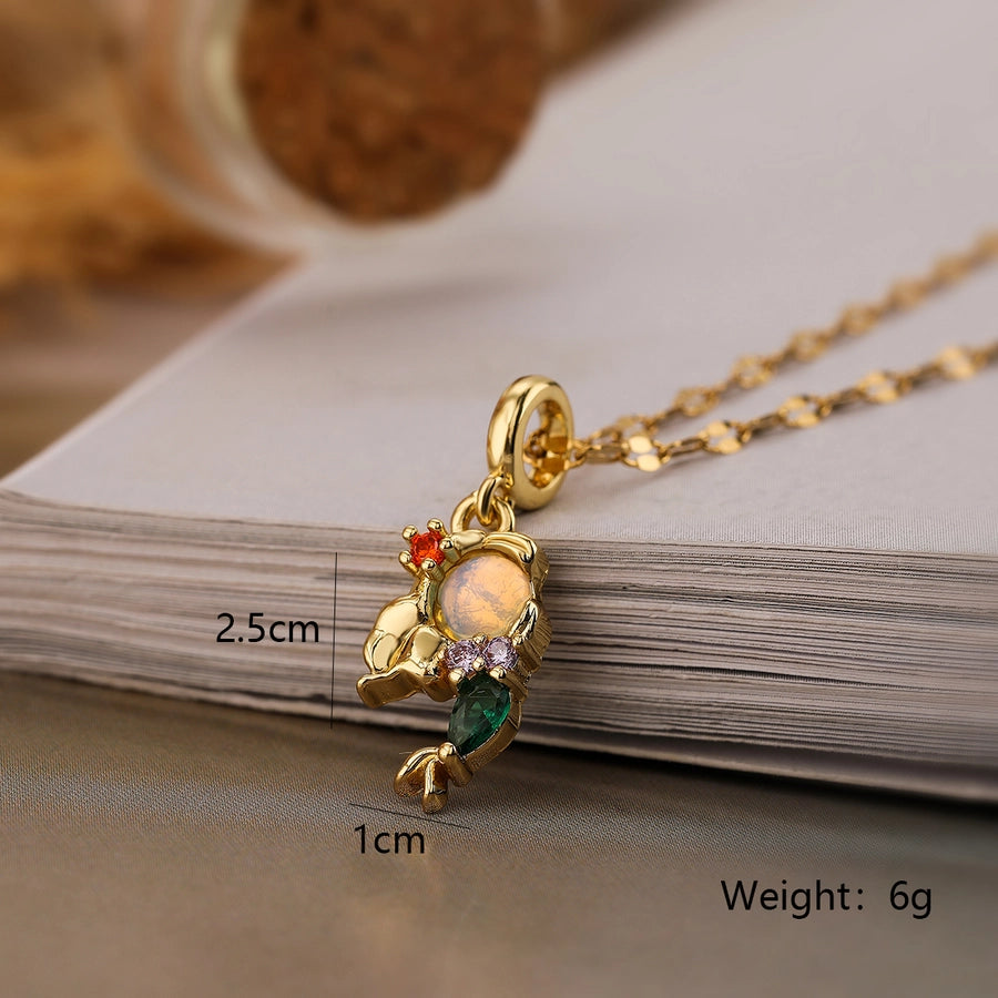 Copper Plating Inlay Mermaid Zircon Pendant Necklace Princess