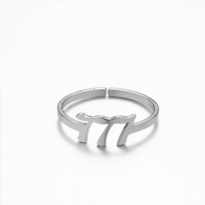 Jewelry Fashion Number 201 Stainless Steel No Inlaid 18K Gold Plated Plating Open Ring