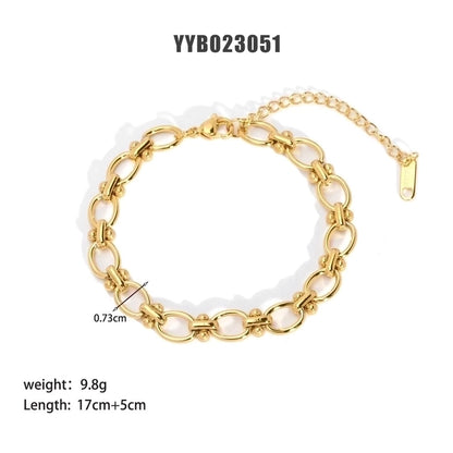 Modern Style Geometric 201 Stainless Steel 18K Gold Plated Bracelets In Bulk