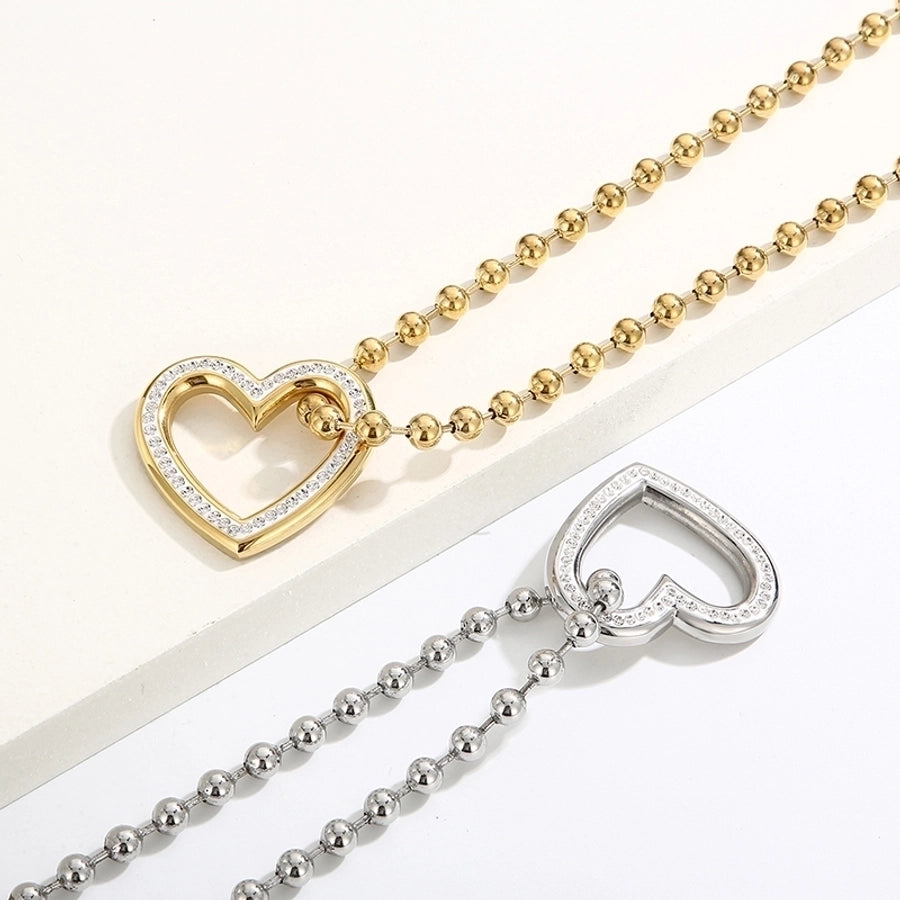 Jewelry Streetwear Heart Shape Stainless Steel 18K Gold Plated Plating Bracelets Necklace