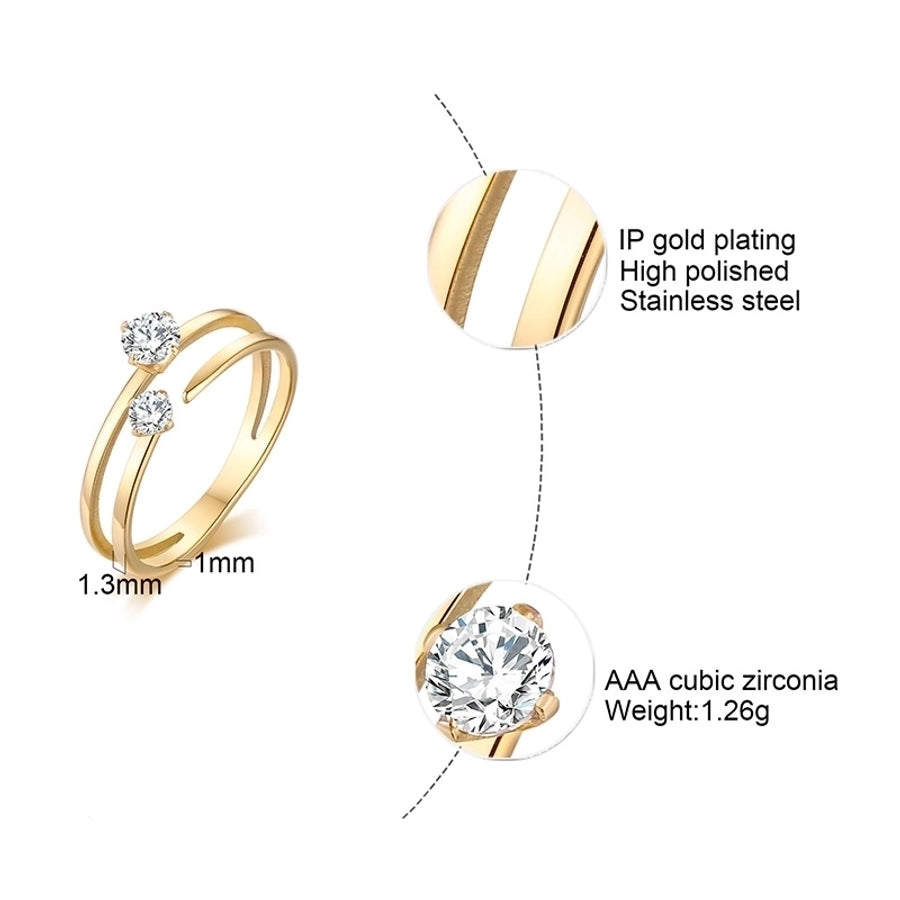 201 Stainless Steel 18K Gold Plated IG Style Vacation Simple Style Plating Inlay Geometric Pearl Zircon Rings