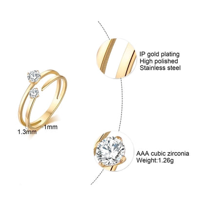 201 Stainless Steel 18K Gold Plated IG Style Vacation Simple Style Plating Inlay Geometric Pearl Zircon Rings