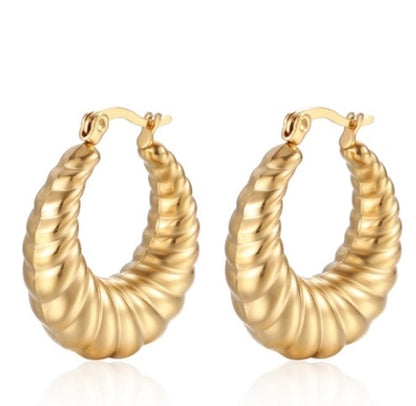 1 Pair Fashion Solid Color Plating 304 Stainless Steel 18K Gold Plated Earrings