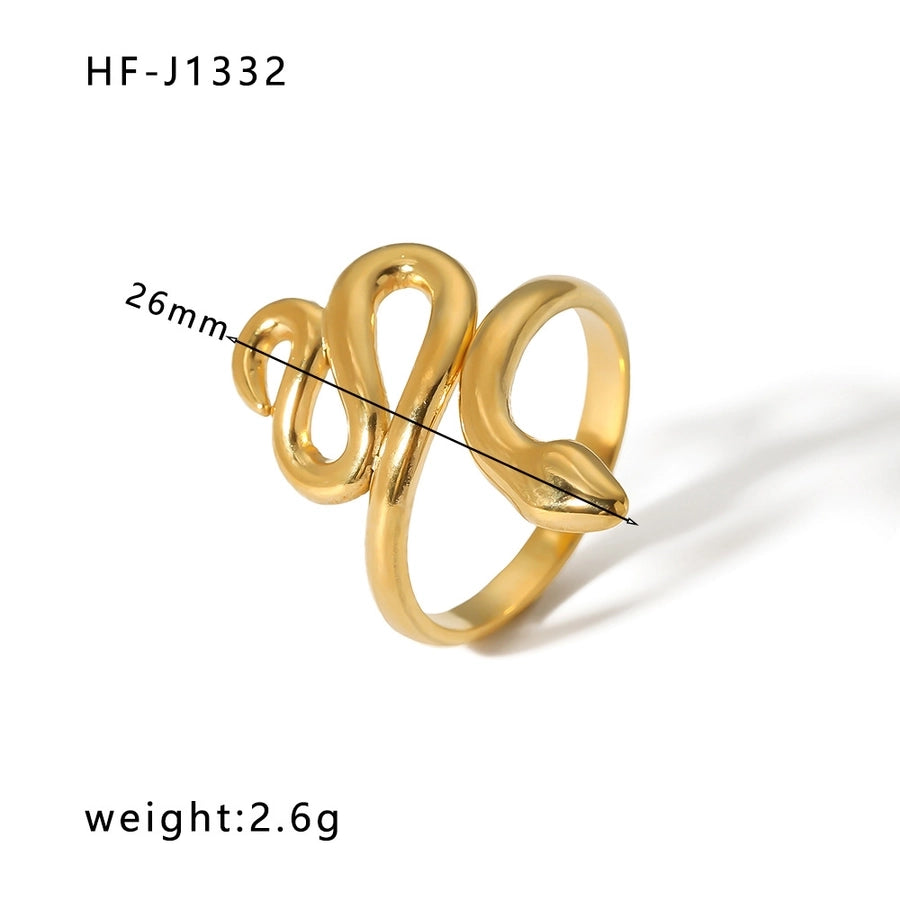 Stainless Steel 18K Gold Plated Vintage Style Plating Geometric Heart Shape Open Ring