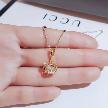 Fashion Heart Shape Peanut Windmill 304 Stainless Steel Copper Plating Inlay 18K Gold Plated White-Plated K Zircon Pendant Necklace