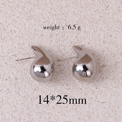 1 pair retro lady water droplets plating copper ear studs