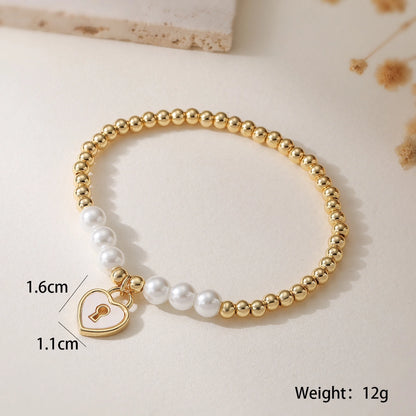 Jewelry Simple Style Commute Dragonfly Butterfly Imitation Pearl Copper Bracelets