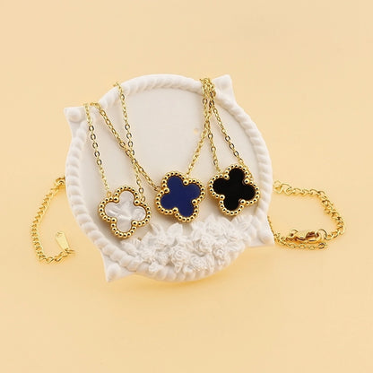 Jewelry Simple Style Four Leaf Clover 304 Stainless Steel Arylic 18K Gold Plated Plating Pendant Necklace