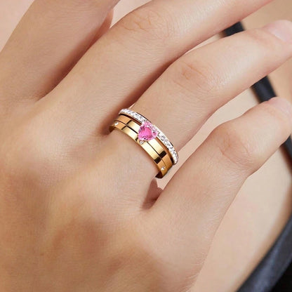 Jewelry Elegant Simple Style Heart Shape 304 Stainless Steel Zircon Gold Plated Inlay Rings