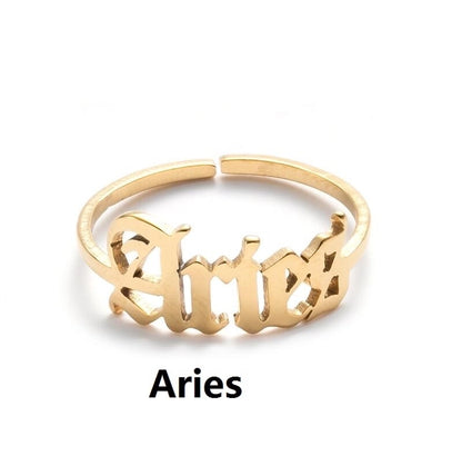 Jewelry Retro Letter 201 Stainless Steel 18K Gold Plated Plating Open Ring