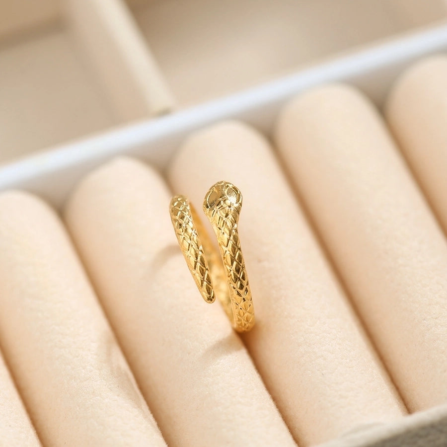 Jewelry Simple Style Leaves Snake 304 Stainless Steel Titanium Steel 18K Gold Plated Plating Open Ring