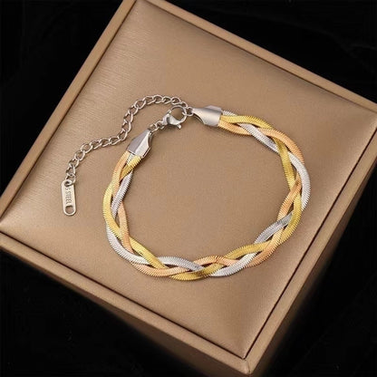 fashion geometric titanium steel plating inlay zircon bracelets