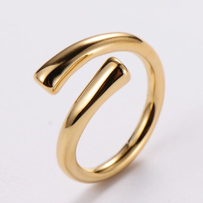 Stainless Steel 18K Gold Plated Fashion Inlay Hand Number Bow Knot Zircon Open Ring