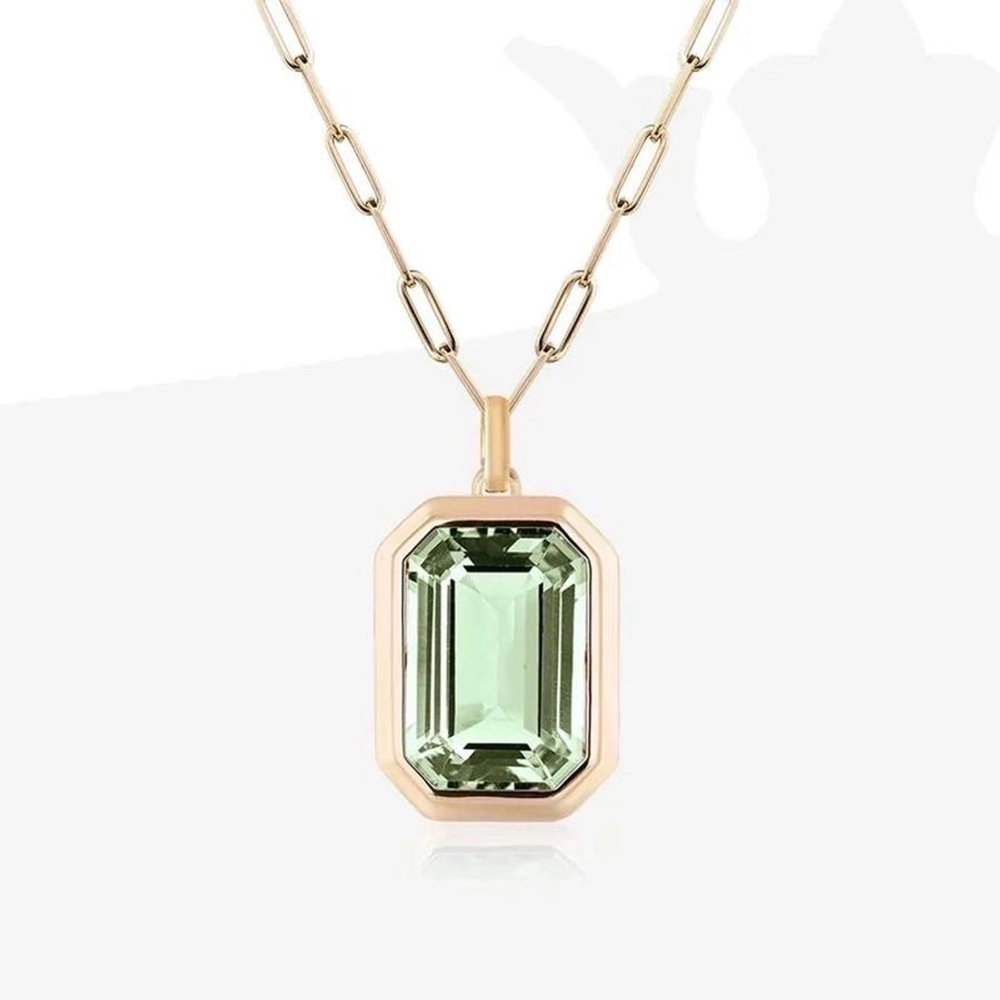 vintage style square stainless steel plating inlay zircon 18k gold plated pendant necklace