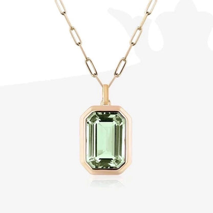 vintage style square stainless steel plating inlay zircon 18k gold plated pendant necklace