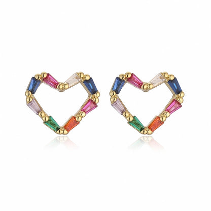 1 pair elegant streetwear heart shape butterfly plating inlay copper zircon gold plated ear studs