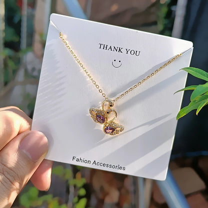 Fashion Heart Shape Peanut Windmill 304 Stainless Steel Copper Plating Inlay 18K Gold Plated White-Plated K Zircon Pendant Necklace