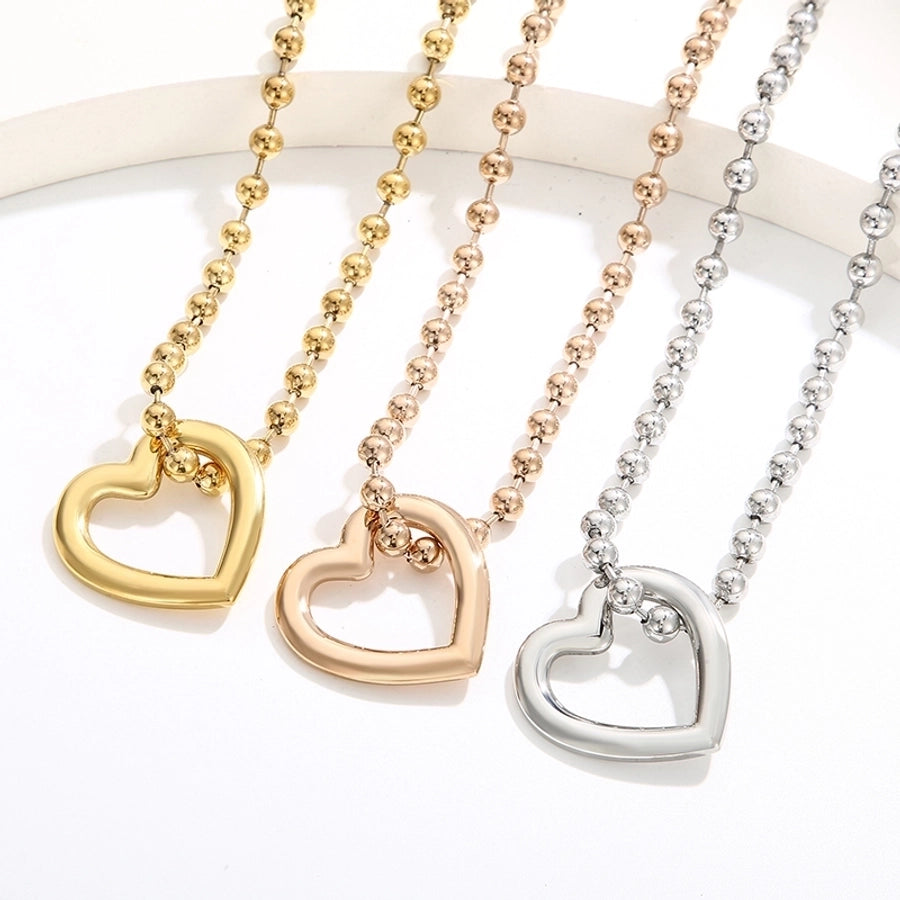 Jewelry Streetwear Heart Shape Stainless Steel 18K Gold Plated Plating Bracelets Necklace