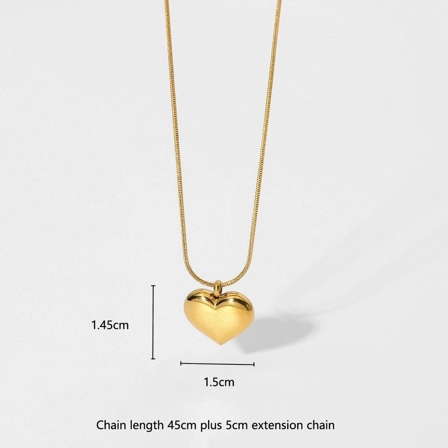 Stainless Steel Simple Style Heart Shape Pendant Necklace