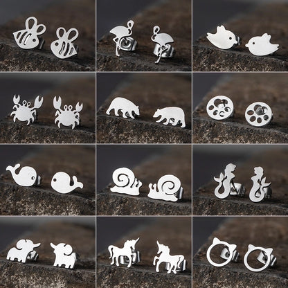 cartoon style plating stainless steel no inlaid earrings ear studs