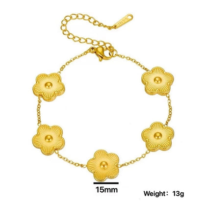 Jewelry Simple Style Flower Titanium Steel Titanium Steel Plating Bracelets Earrings Necklace