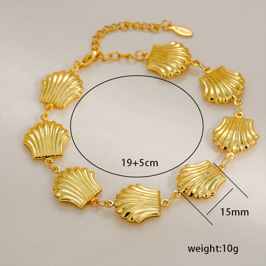 Simple Style Classic Style Heart Shape Shell 304 Stainless Steel cable chain Bracelets In Bulk